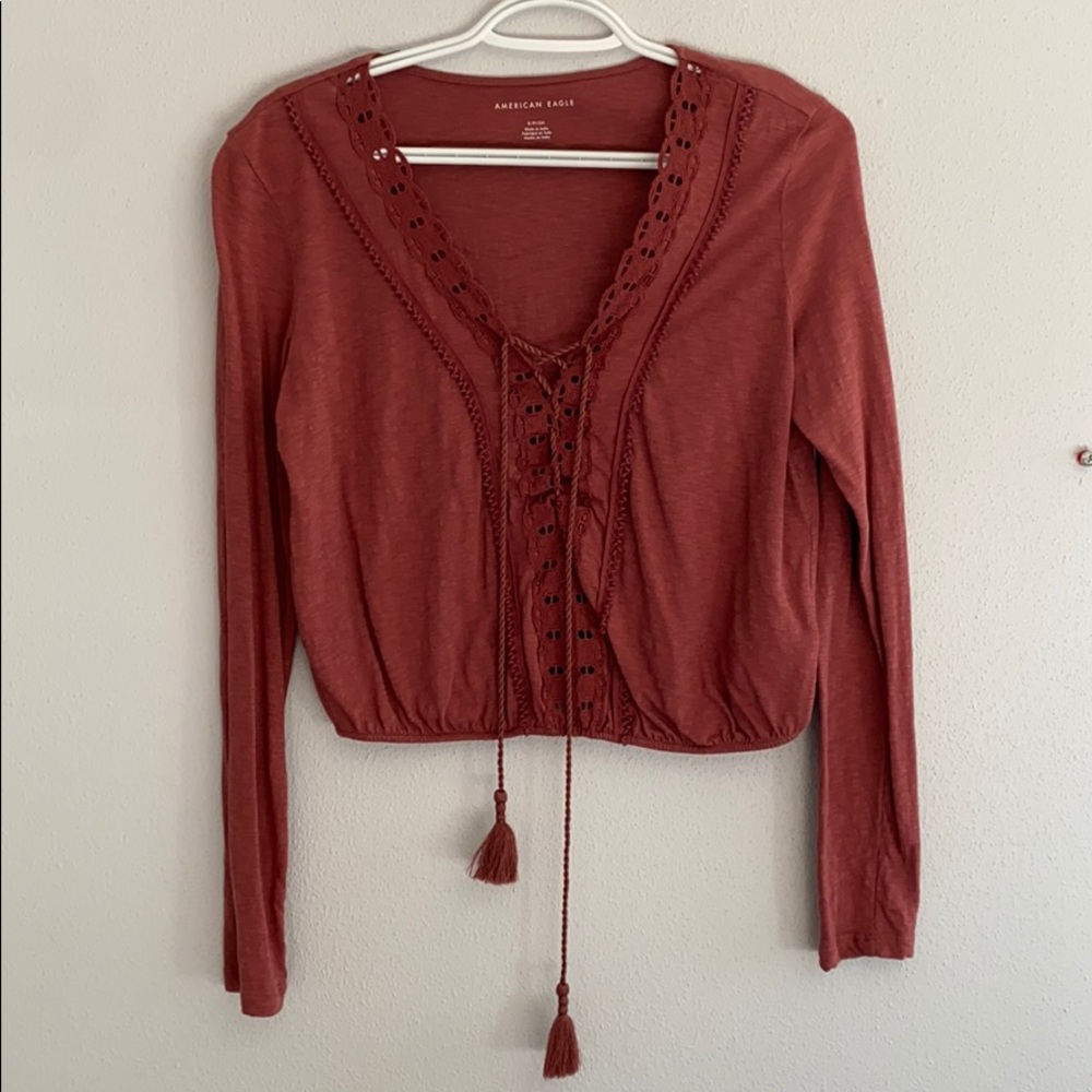 Maroon Lacey Top
